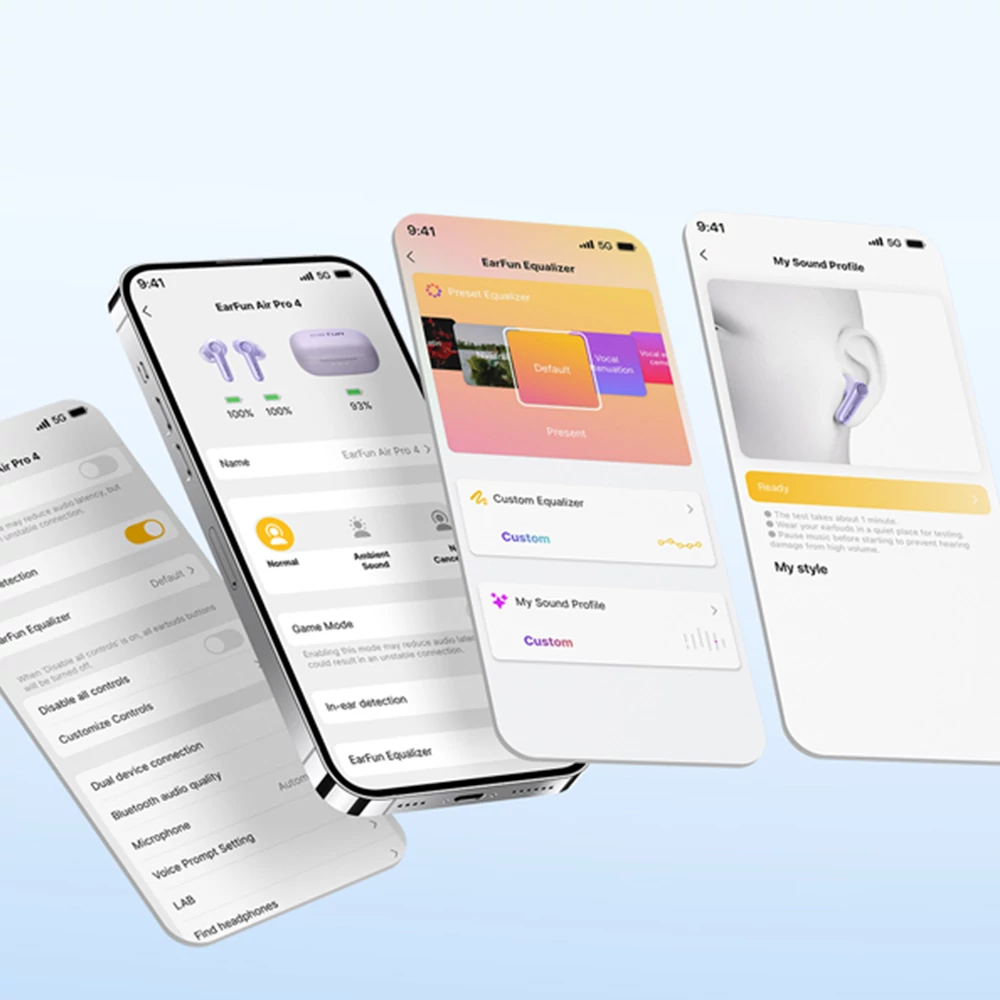EarFun Air Pro 4 teljesen vezeték nélküli fülhallgató zajszűréssel, 6 beépített mikrofonnal, 52 órás lejátszási idővel - Lila TW600-V