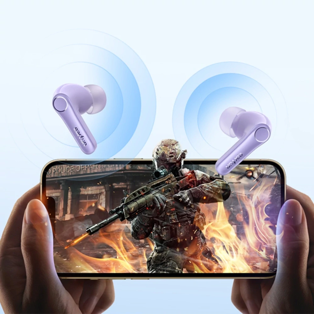 EarFun Air Pro 4 teljesen vezeték nélküli fülhallgató zajszűréssel, 6 beépített mikrofonnal, 52 órás lejátszási idővel - Lila TW600-V