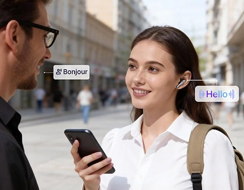 EarFun Air Pro 4+ AI fordítós vezeték nélküli fülhallgató, adaptív zajszűréssel és dupla hangszórókkal, IP55, BT6.0 - Fehér (TW700W)