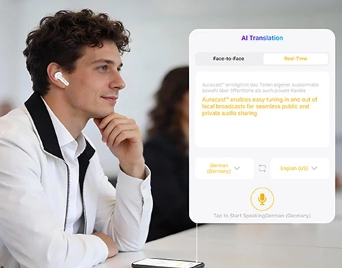 EarFun Air Pro 4+ AI fordítós vezeték nélküli fülhallgató, adaptív zajszűréssel és dupla hangszórókkal, IP55, BT6.0 - Fehér (TW700W)