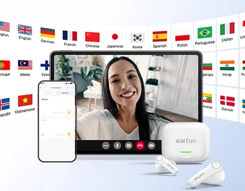 EarFun Air Pro 4+ AI fordítós vezeték nélküli fülhallgató, adaptív zajszűréssel és dupla hangszórókkal, IP55, BT6.0 - Fehér (TW700W)