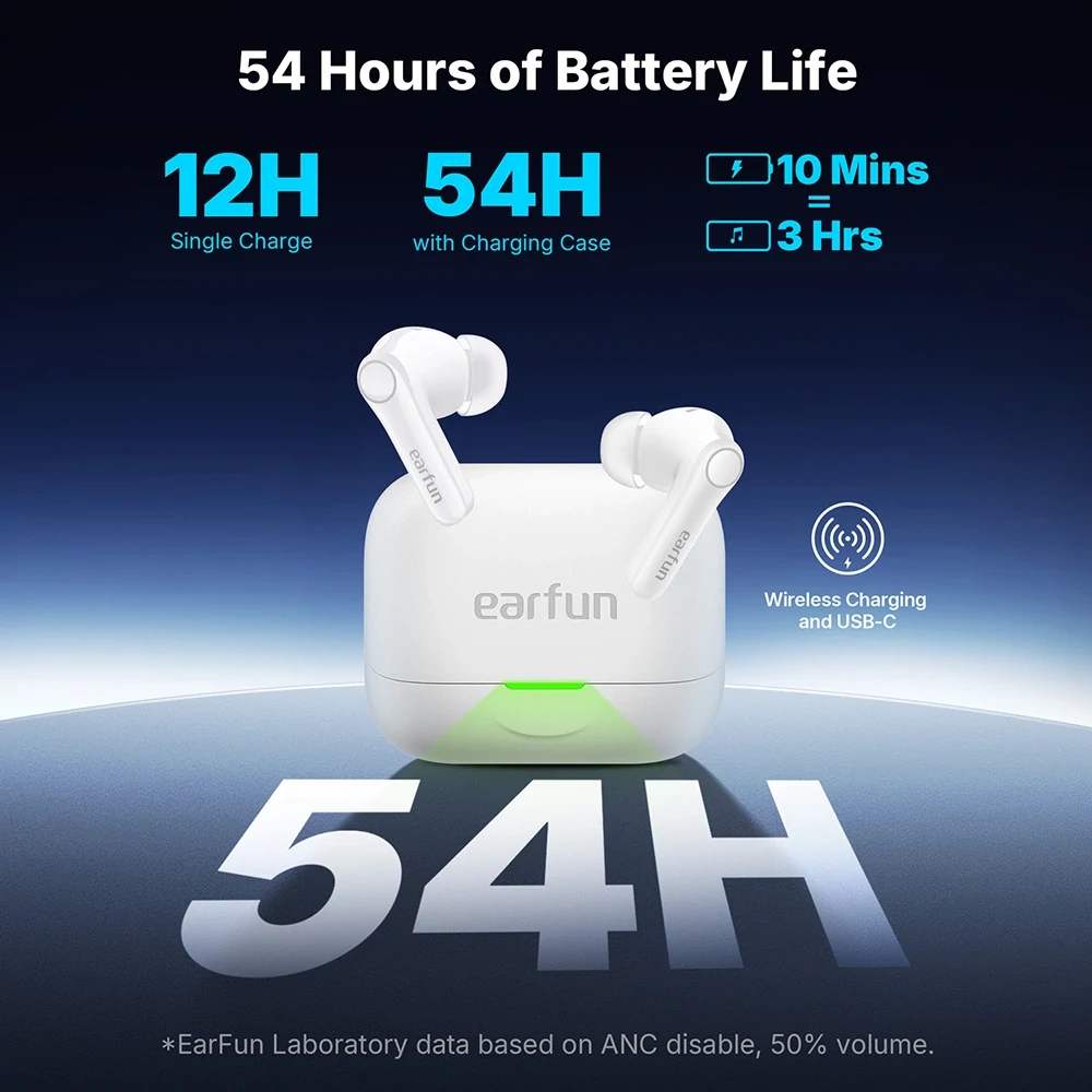 EarFun Air Pro 4+ AI fordítós vezeték nélküli fülhallgató, adaptív zajszűréssel és dupla hangszórókkal, IP55, BT6.0 - Fehér (TW700W)