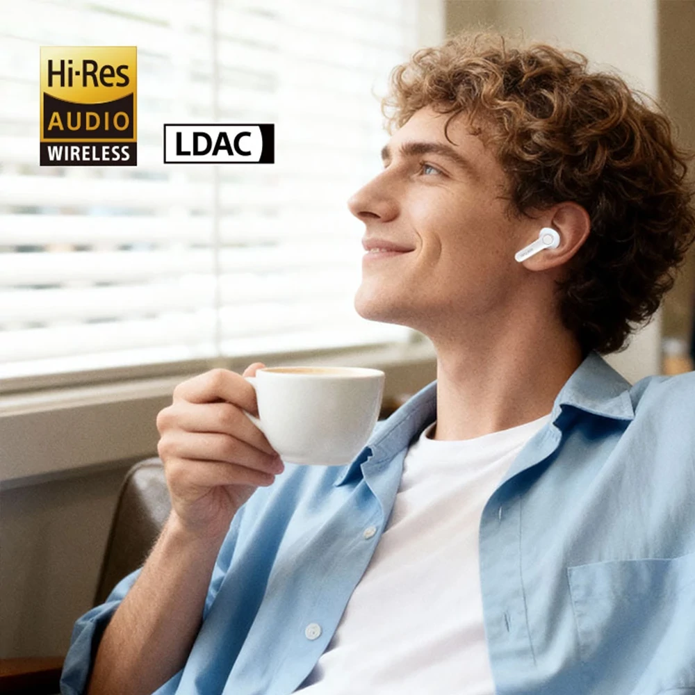 EarFun Air Pro 4+ AI fordítós vezeték nélküli fülhallgató, adaptív zajszűréssel és dupla hangszórókkal, IP55, BT6.0 - Fehér (TW700W)