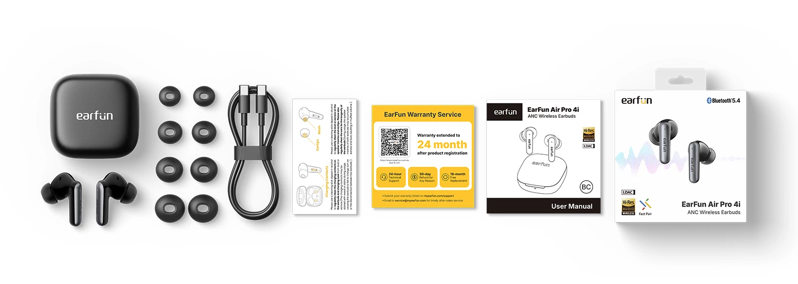 EarFun Air Pro 4i - doboz tartalma